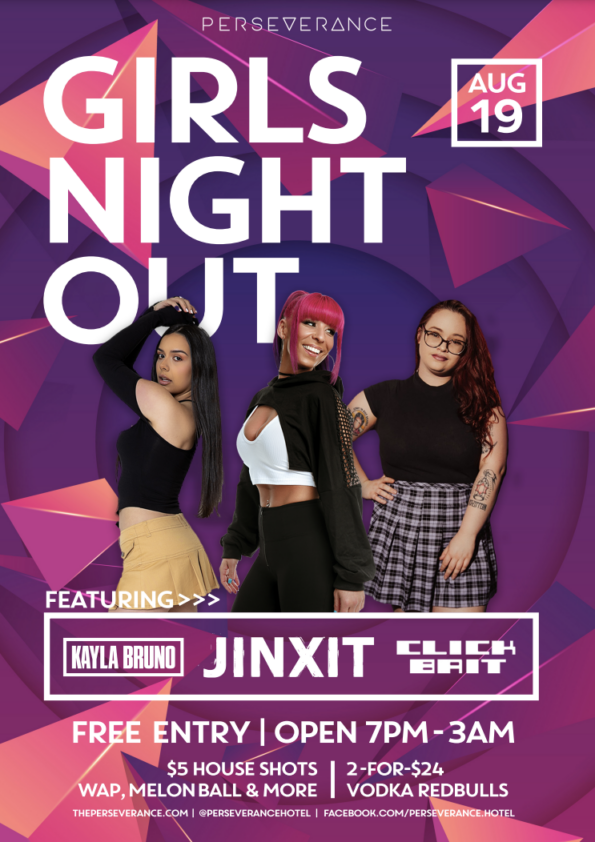 image tile with purple background mentioning GIRLS NIGHT OUT
