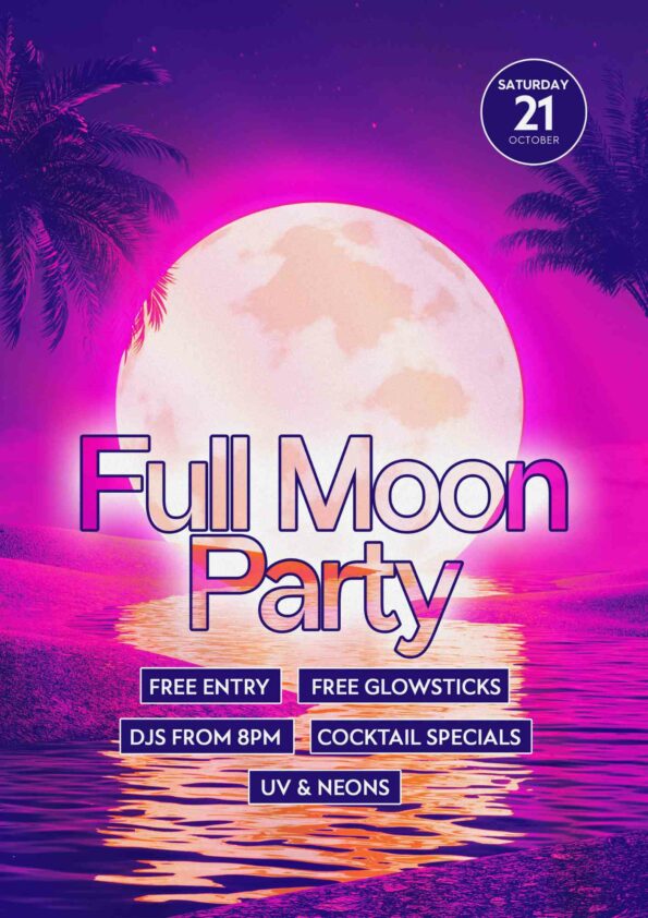 saturday night full moon. nightlife poster fitzroy free entry